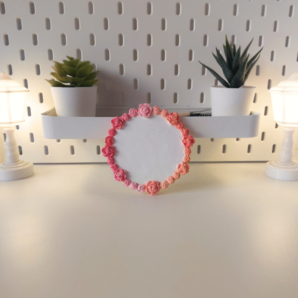 Clay trinket tray with flower edges in a pink to orange sunset gradient handmade gift