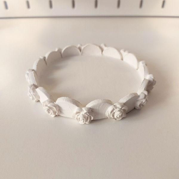 Customizable trinket tray with clay flowers around the edge handmade