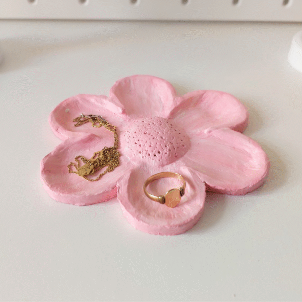 Handmade air dry clay flower jewelry box gift