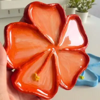 orange small hibiscus tray